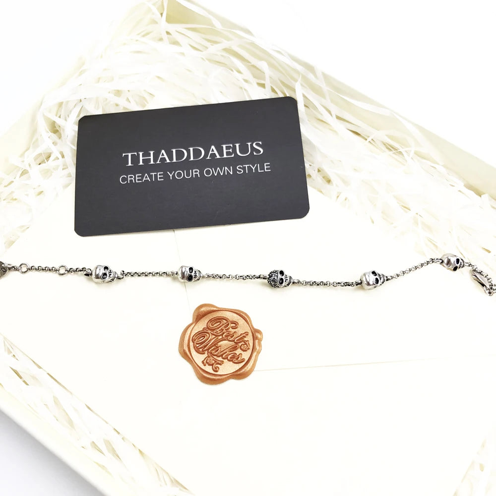 Five Exquisite Feminine Skulls Bracelets Autumn Link Chain 925 Sterling Silver Jewelry Rebel Gift For Women