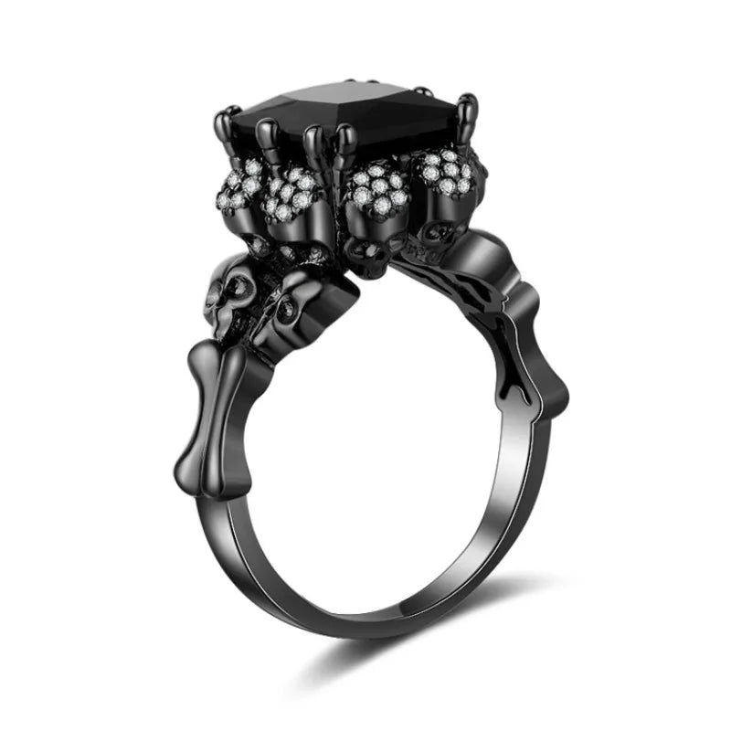 Lose Money Sell Skull Ring 10KT Black Gold Party Wedding Band Rings for Women Anniversary Easter Jewelry