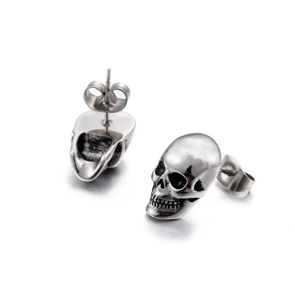 Fashion Retro Trend Punk Rock Men Hip Hop Skull Earrings Couple Gift Halloween Street Party Niche Earrings Accessories