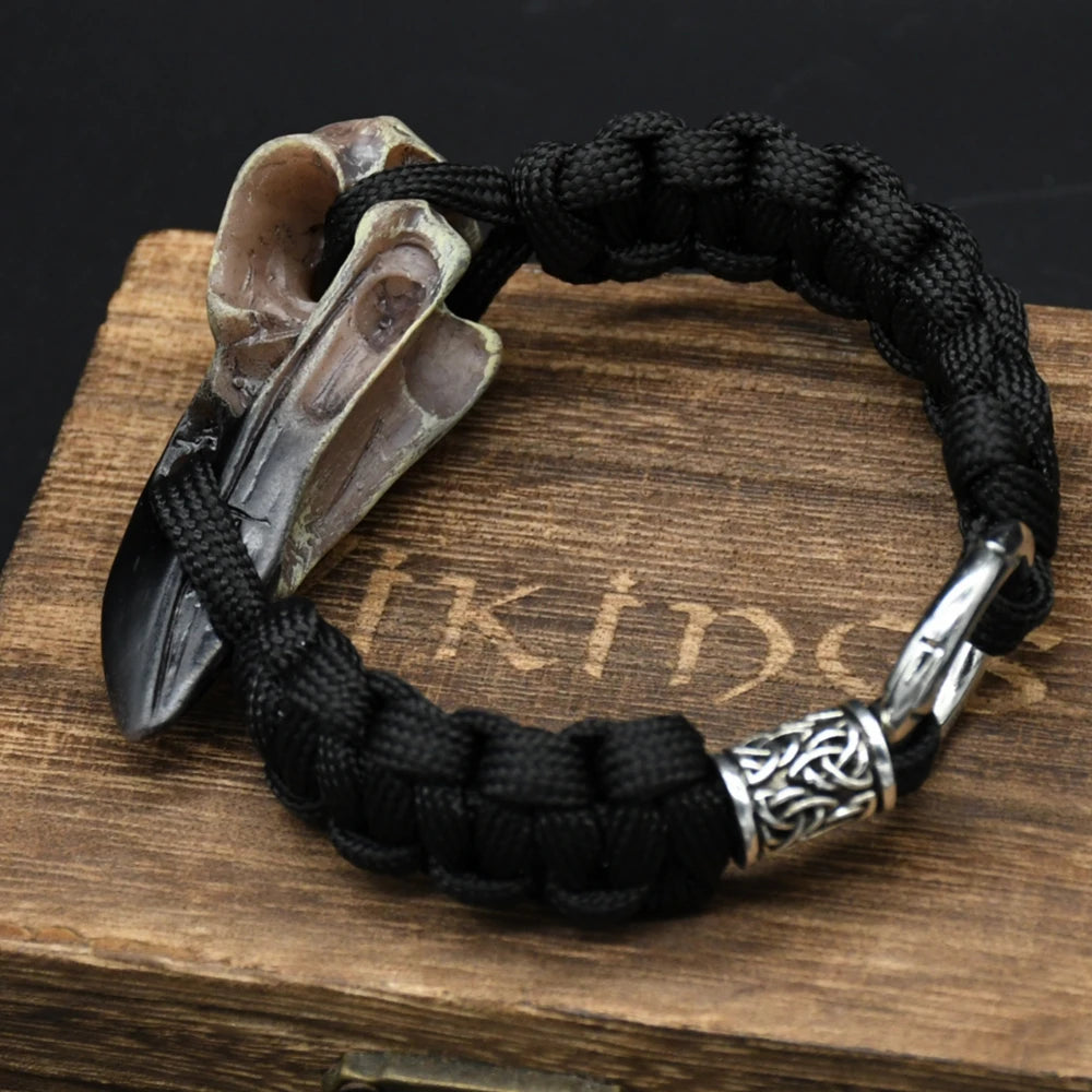 Odin Raven Skull Bracelet Mens Slavic Paracord Rope Bracelet Punk Biker Rock Party Accessories Nordic rune Jewelry
