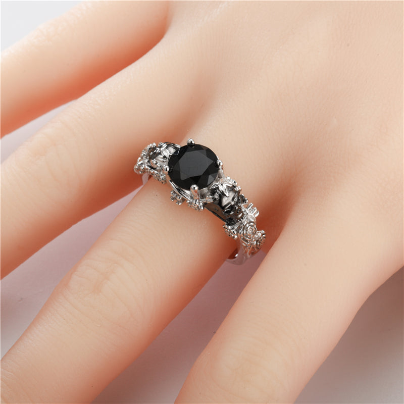 Skull Crystal Zircon Rings Black Women's Wedding Ring Punk Zirconia Party Ring Birthday Stone Jewelry