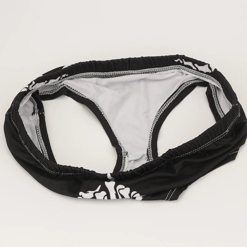 Halloween Skull Cartoon Black Print Women Underwear Panties Finger Bones Sexy Hip-Lifting Thong Student Briefs Erotic Lingerie