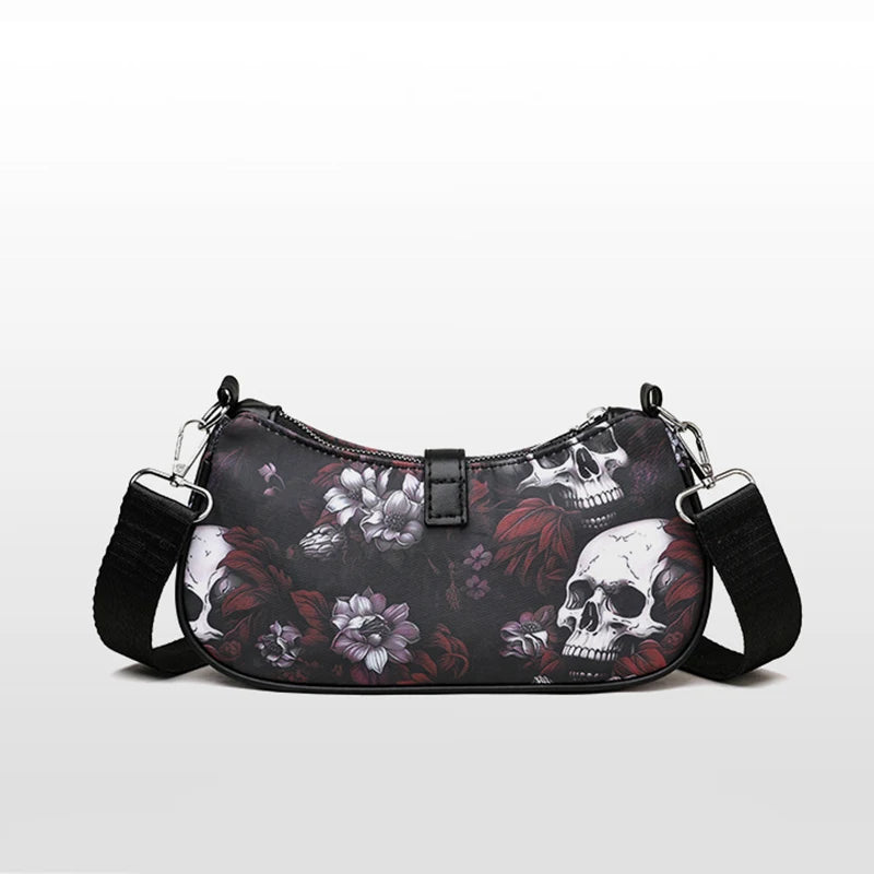 Women Fashion Shoulder Bag Gothic Punk Bag Cool Style Trendy Rock Girls Handbag Punk Skull Pattern for Party Messenger Bags