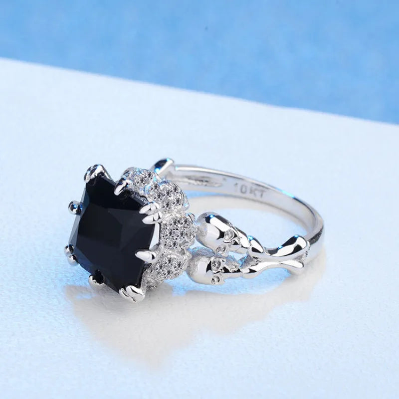 Lose Money Sell Skull Ring 10KT Black Gold Party Wedding Band Rings for Women Anniversary Easter Jewelry