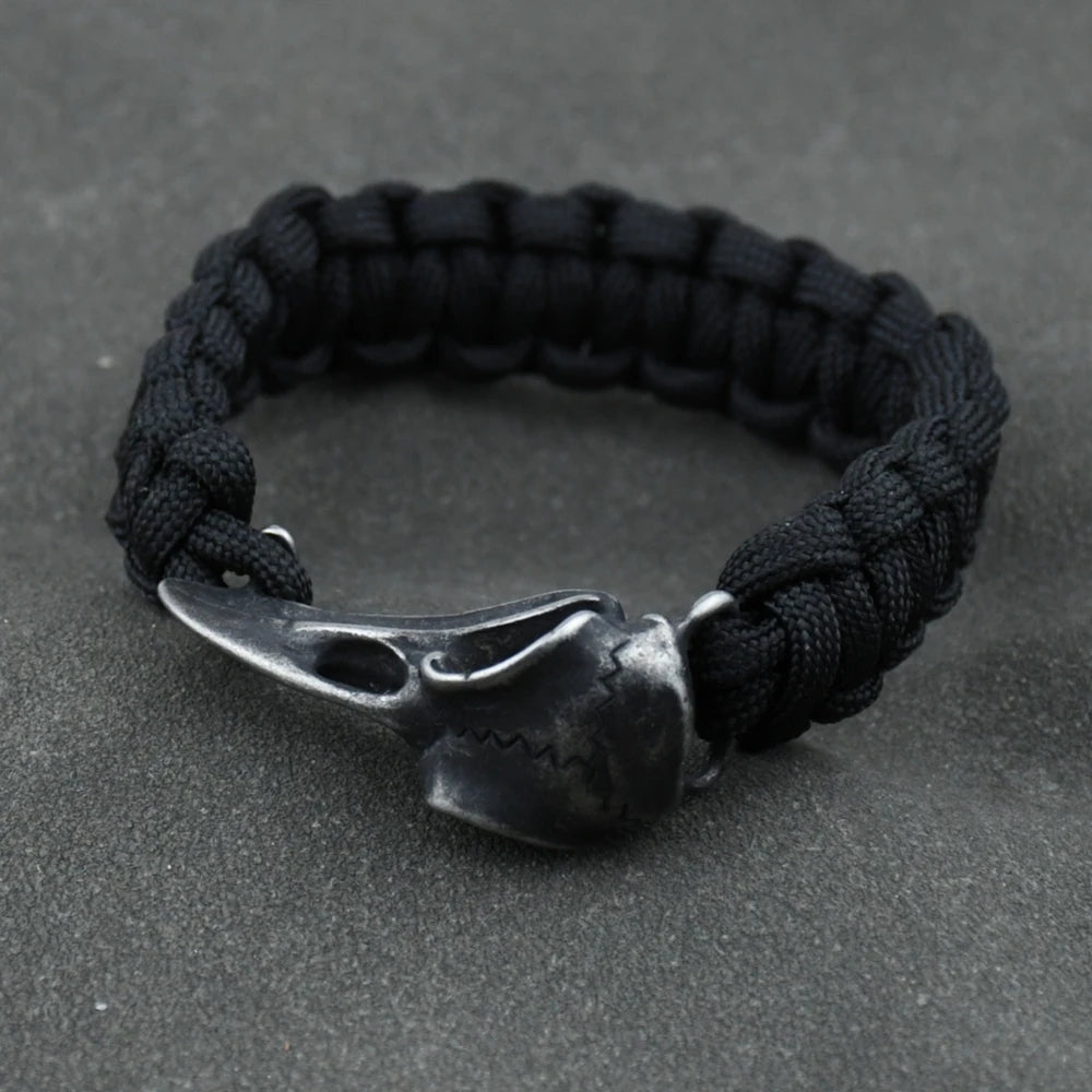 Odin Raven Skull Bracelet Mens Slavic Paracord Rope Bracelet Punk Biker Rock Party Accessories Nordic rune Jewelry