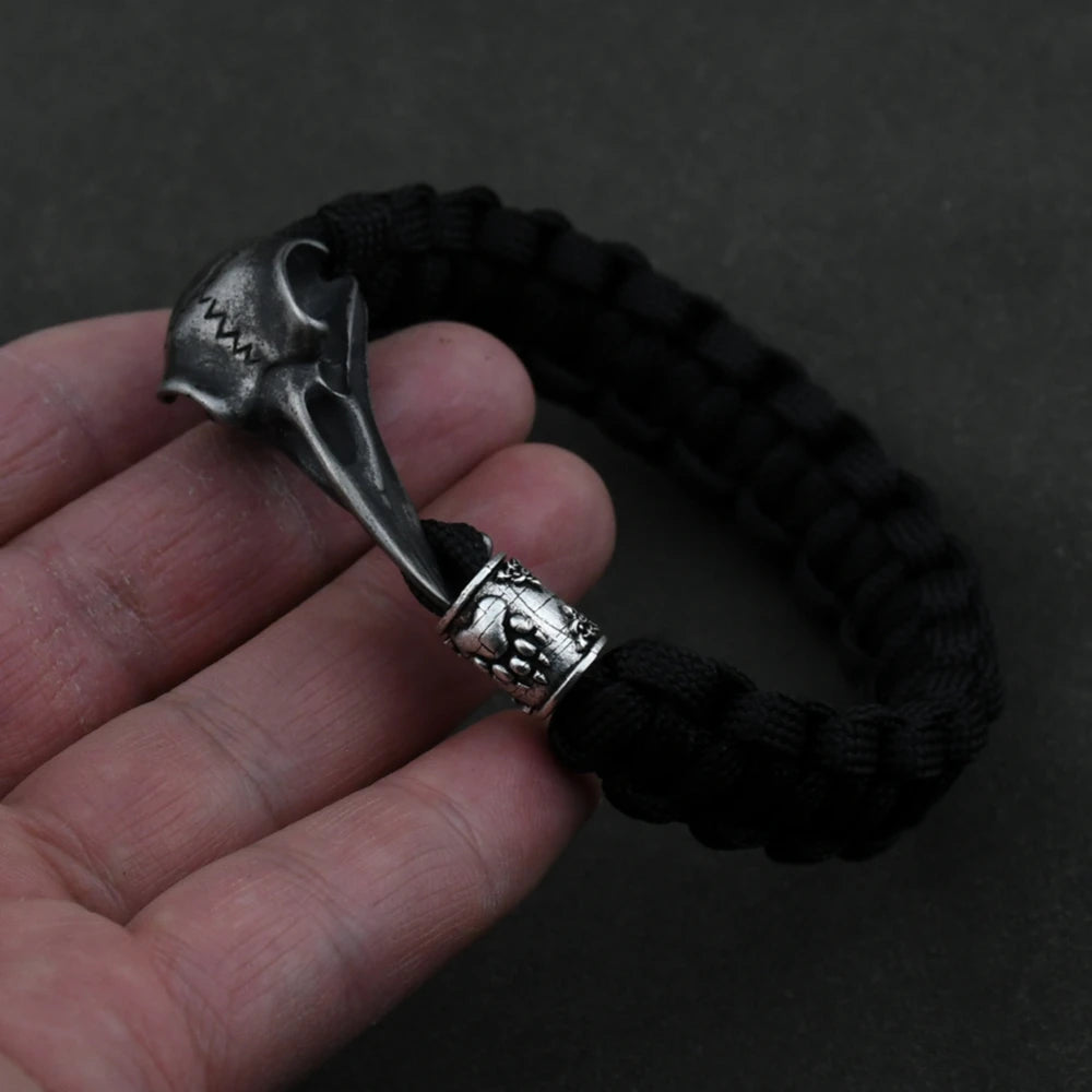 Odin Raven Skull Bracelet Mens Slavic Paracord Rope Bracelet Punk Biker Rock Party Accessories Nordic rune Jewelry