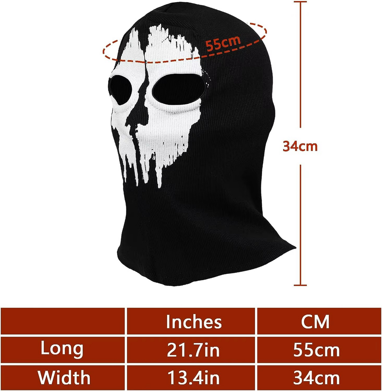 Musion Full Face Mask Black Ghosts Print Balaclava With Skull Printed For Cosplay Party Motorcycle Bike Cycling Hiking Outdoor