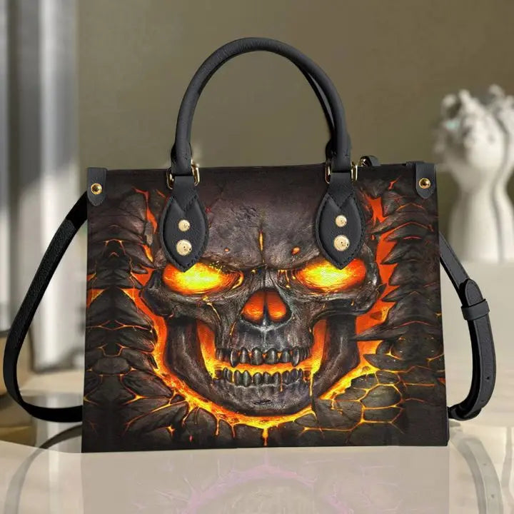 Purple Skull Leather Bag Handbag Purse for Women Fashion Small Casual Tote Luxury Shoulder Messenger Bolsa Female Top-handle Sac