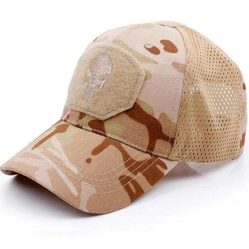 New tide cool Skull Multicam operators mesh baseball cap Men Fitted Cap Tactical Good quality Breathable outdoor sports dad hat