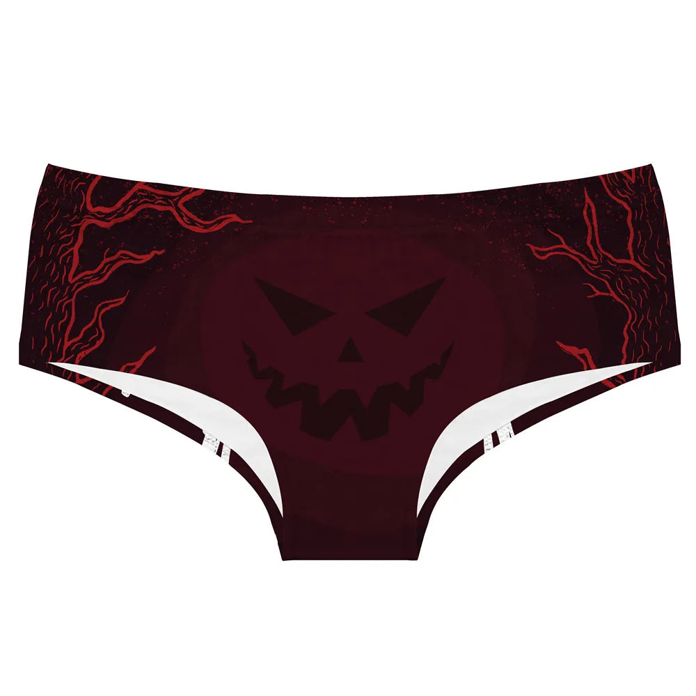 DeanFire 92% Polyester 8% Spandex Sexy Women Plus Size Underwear Halloween Skeleton Hand Print Panty