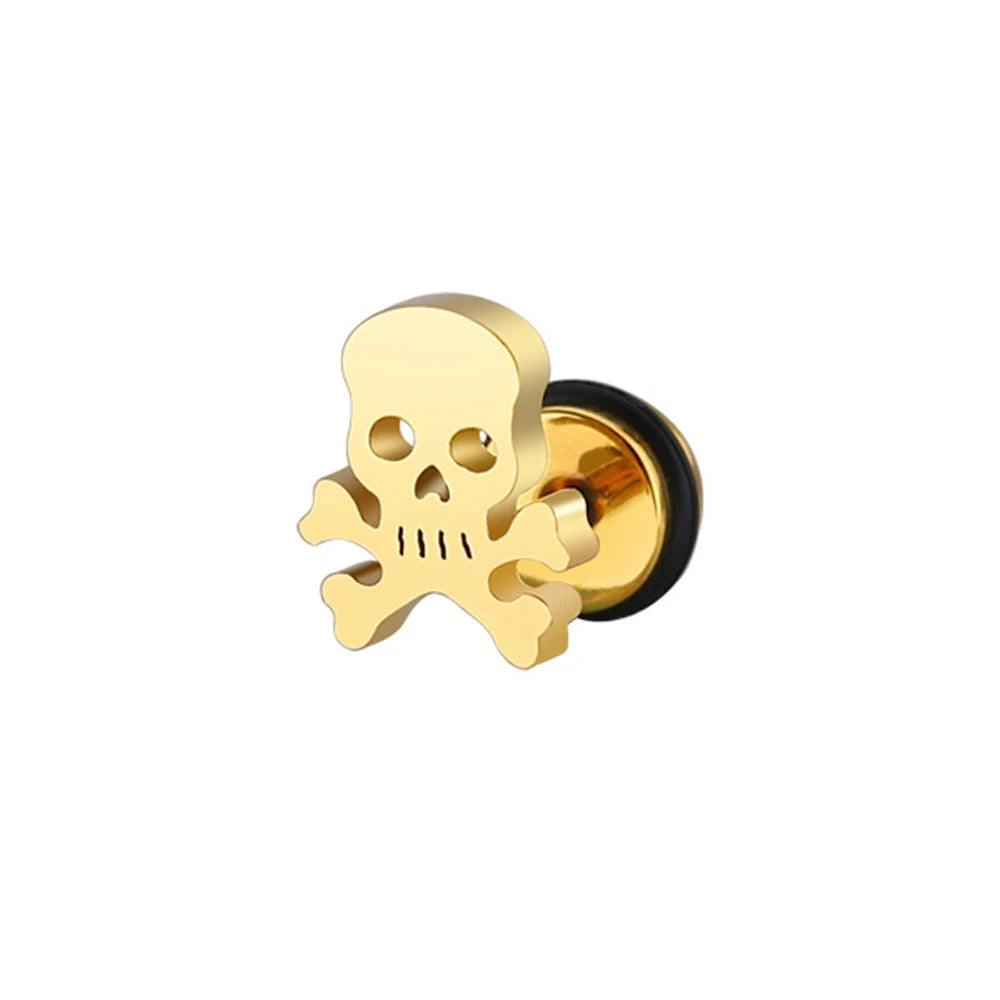 1 Piece Fashion Skull Stud Earrings Punk Rock Style For Men High Quality Stainless Steel Hiphop Ear Jewelry Gifts