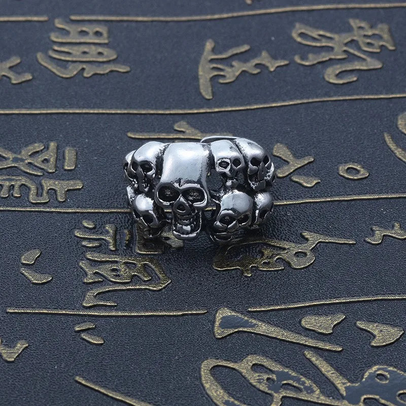 Fashion Domineering Mens Ghost Head Skull Ring Vintage Alloy Punk Biker Ghost Ring Heavy Sugar Male Gothic Jewelry