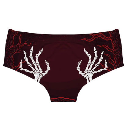 DeanFire 92% Polyester 8% Spandex Sexy Women Plus Size Underwear Halloween Skeleton Hand Print Panty