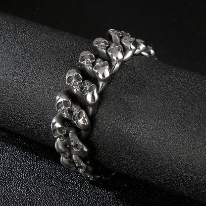 20mm Big Heavy Metal Skull Cuban Chain Bracelet Men 316L Stainless Steel