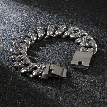 20mm Big Heavy Metal Skull Cuban Chain Bracelet Men 316L Stainless Steel