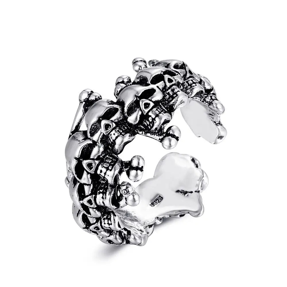 Fashion Domineering Mens Ghost Head Skull Ring Vintage Alloy Punk Biker Ghost Ring Heavy Sugar Male Gothic Jewelry