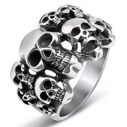 Fashion Domineering Mens Ghost Head Skull Ring Vintage Alloy Punk Biker Ghost Ring Heavy Sugar Male Gothic Jewelry