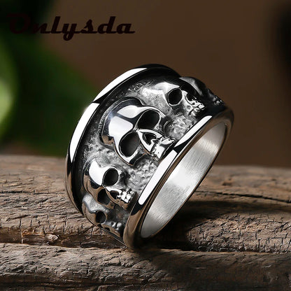 Style Stainless Steel Gothic Accessories Lost Skull Ring Anel Masculino Punk Jewelry Gift OSR731