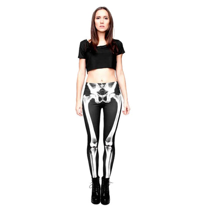 Skull leggings women's skull print pants feather 3d printing black ladies military elastic women's leggings pants