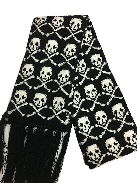 Skull Scarf Women Men Knitted Skull Scarves Fashion Decorated Skeleton Pashmina Shawls Wrap Scarf