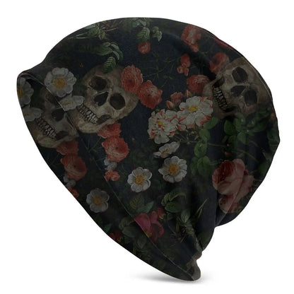 Dark Skull And Rose Unisex Bonnet Winter Warm Outdoor Hats Double Layer Thin Hat Breathable Caps