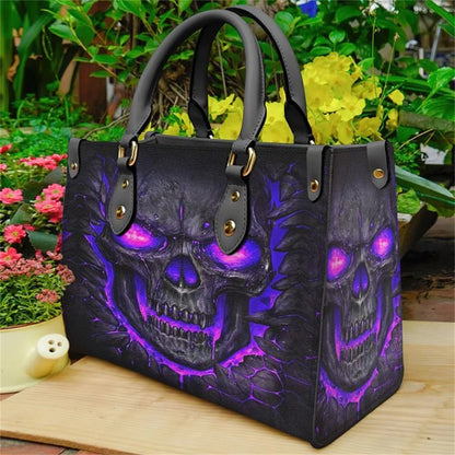 Purple Skull Leather Bag Handbag Purse for Women Fashion Small Casual Tote Luxury Shoulder Messenger Bolsa Female Top-handle Sac