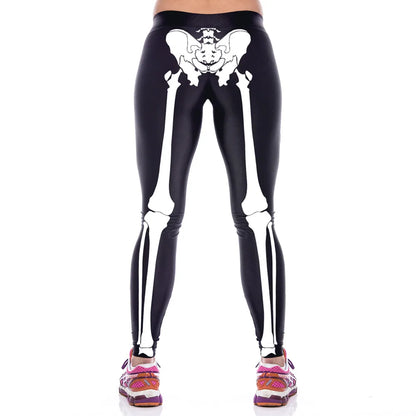 FCCEXIO New Leggings Body Skeleton Print Legings Women Elastic Fitness Leggins High Waist Trouser Skinny Sexy Pants