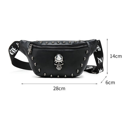 Men Punk Waist Bag Belt Bag Fashion Skull Pattern Fanny Pack Hip Packs Multifunction Outdoor Male Waist Pack Crossbody Bags