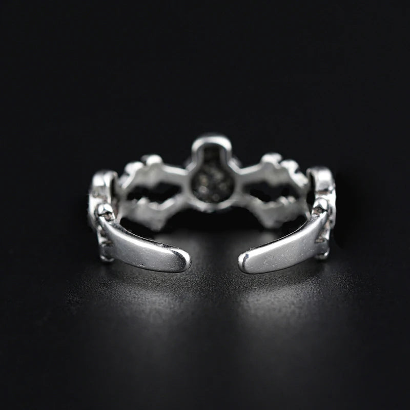 Adjustable Size Ring Punk Style Hip Hop Skeleton Female Jewelry Fashion Personality Open Skull Ring For  Women