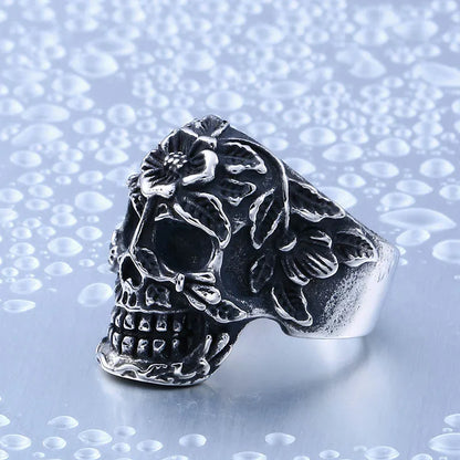 Beier new store 316L Stainless Steel Special Skull Flower Ring Women Classic Punk High Quality Jewelry LLBR8-210R