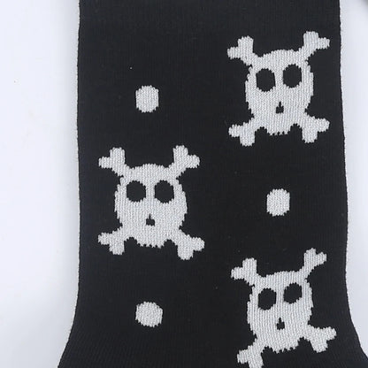 Modeager Fashion Hip hop Black Color Skeleton Alien Halloween Cool Women Socks Cotton Soft Summer Thin Novelty Socks for Women