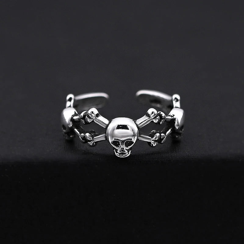 Adjustable Size Ring Punk Style Hip Hop Skeleton Female Jewelry Fashion Personality Open Skull Ring For  Women