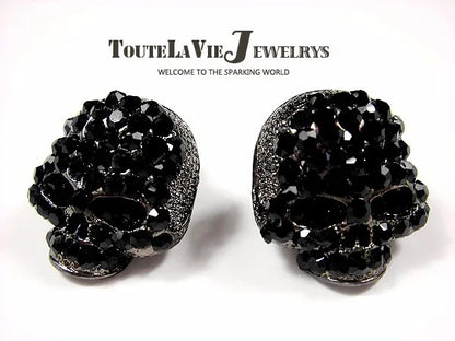 Brand Skull Rings Rock Punk Unisex Crystal Black/Gold Color Biker Ring Fashion Jewelry Wholesale