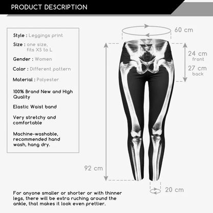 FCCEXIO New Brand 3D Printed Retro Bones Black Skeleton Sexy Women Casual Punk Rock Leggins High Waist Pants Fitness Leggings