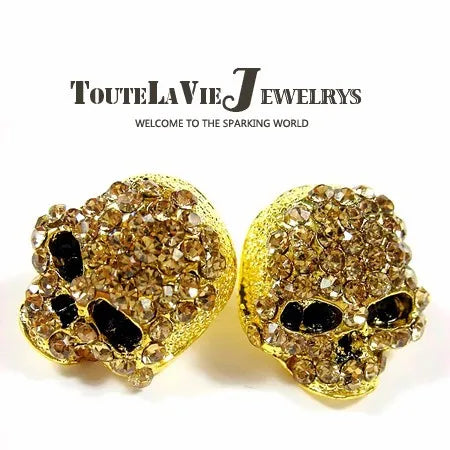 Brand Skull Rings Rock Punk Unisex Crystal Black/Gold Color Biker Ring Fashion Jewelry Wholesale