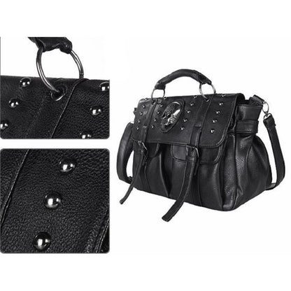 BENVICHED Shoulder Bag Lady Fashion Bag Designer Punk Skull Rivet Bag All-Match Women's Handbag Black Big Tote Bag