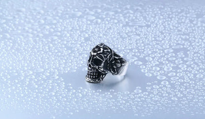 Beier new store 316L Stainless Steel Special Skull Flower Ring Women Classic Punk High Quality Jewelry LLBR8-210R