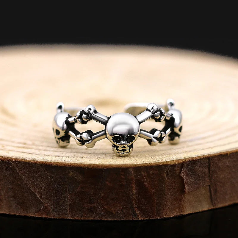 Adjustable Size Ring Punk Style Hip Hop Skeleton Female Jewelry Fashion Personality Open Skull Ring For  Women