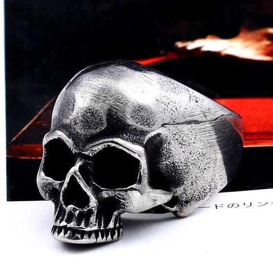 Beier 316L Stainless steel Vintage punk skull men's ring ancient silver color rock fashion jewelry BR8-706