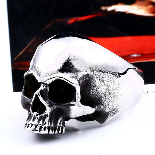 Beier 316L Stainless steel Vintage punk skull men's ring ancient silver color rock fashion jewelry BR8-706