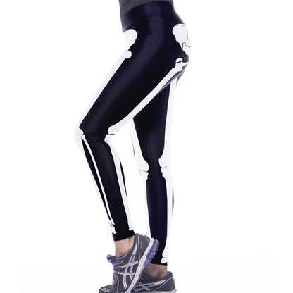 FCCEXIO New Leggings Body Skeleton Print Legings Women Elastic Fitness Leggins High Waist Trouser Skinny Sexy Pants