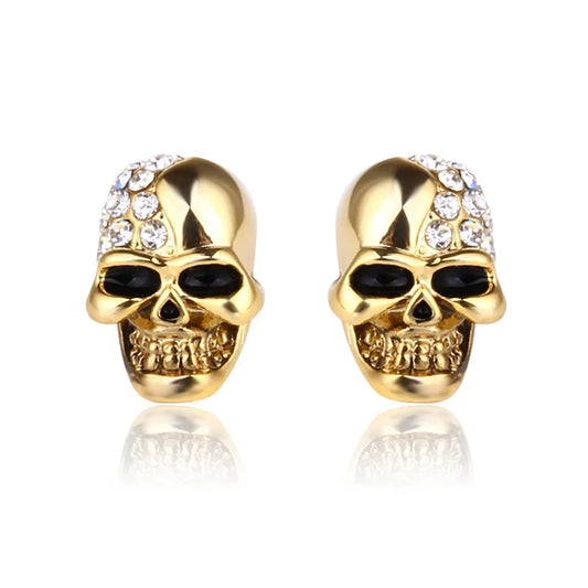 High Grade Rock Punk Crystal Skull Earrings Unisex Hip Hop Rhinestone Stud Ear Jewelry Party Gifts Halloween Acc Drop Shipping