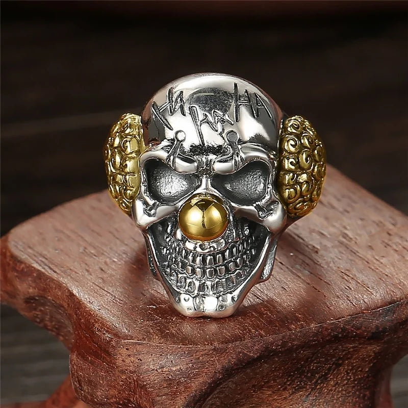 Classic Men Rings Alloy Punk Clown Skull Rings For Men Biker Vintage Jewelry Halloween Gift Accessories