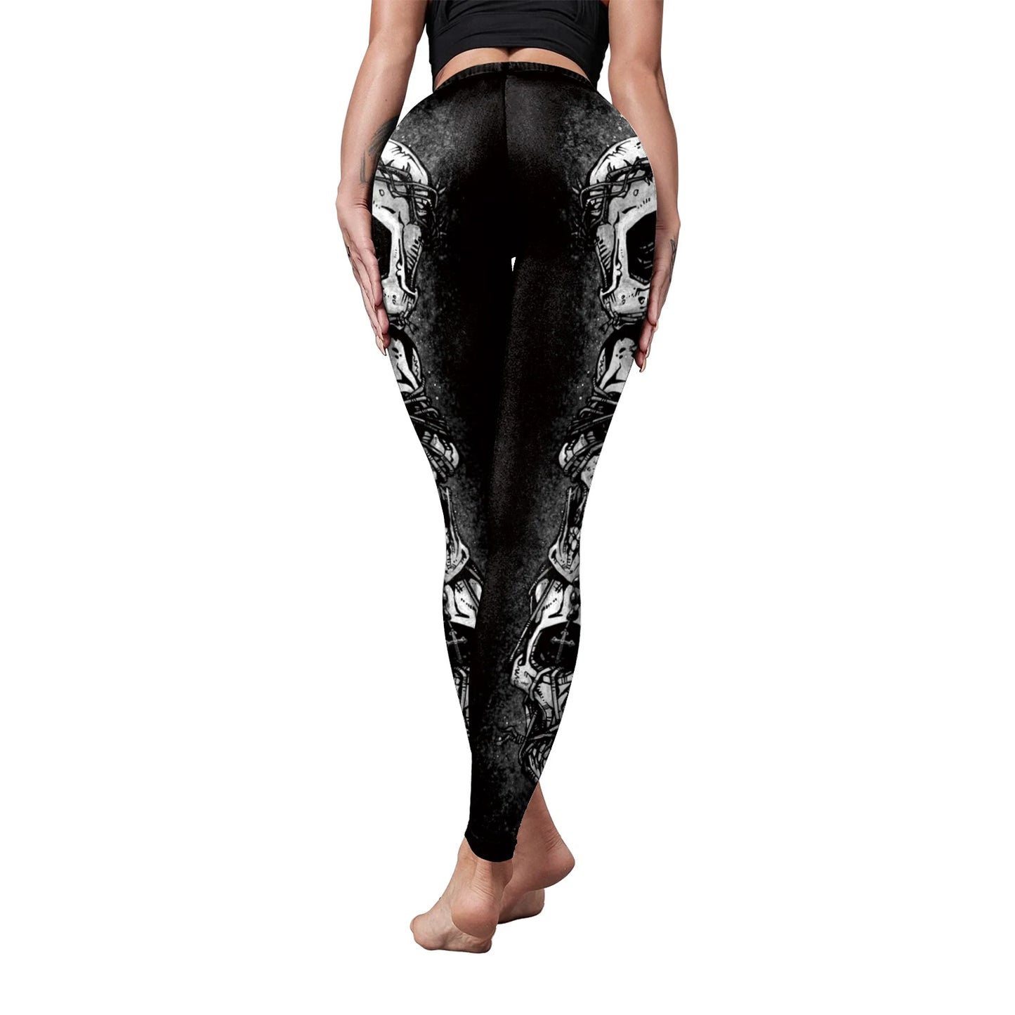 [You're My Secret] Fashion Machinery Sexy Legging Gothic Satan Skull Printed Black Leegings PUSH UP Workout Fitness Pants