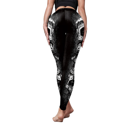 [You're My Secret] Fashion Machinery Sexy Legging Gothic Satan Skull Printed Black Leegings PUSH UP Workout Fitness Pants