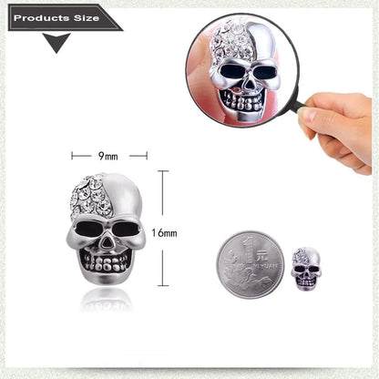 High Grade Rock Punk Crystal Skull Earrings Unisex Hip Hop Rhinestone Stud Ear Jewelry Party Gifts Halloween Acc Drop Shipping