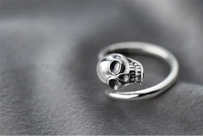 MIQIAO 925 Sterling Silver Skull Ring Women Accessories Adjustable Unusual Cool Stuff Fashion Female Vintage Unique Gift