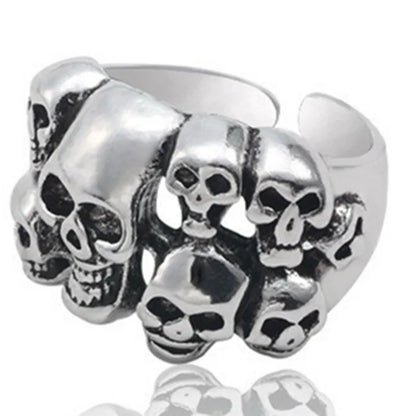 Fashion Domineering Mens Ghost Head Skull Ring Vintage Alloy Punk Biker Ghost Ring Heavy Sugar Male Gothic Jewelry