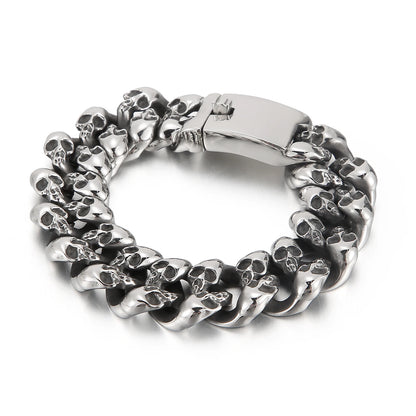 20mm Big Heavy Metal Skull Cuban Chain Bracelet Men 316L Stainless Steel