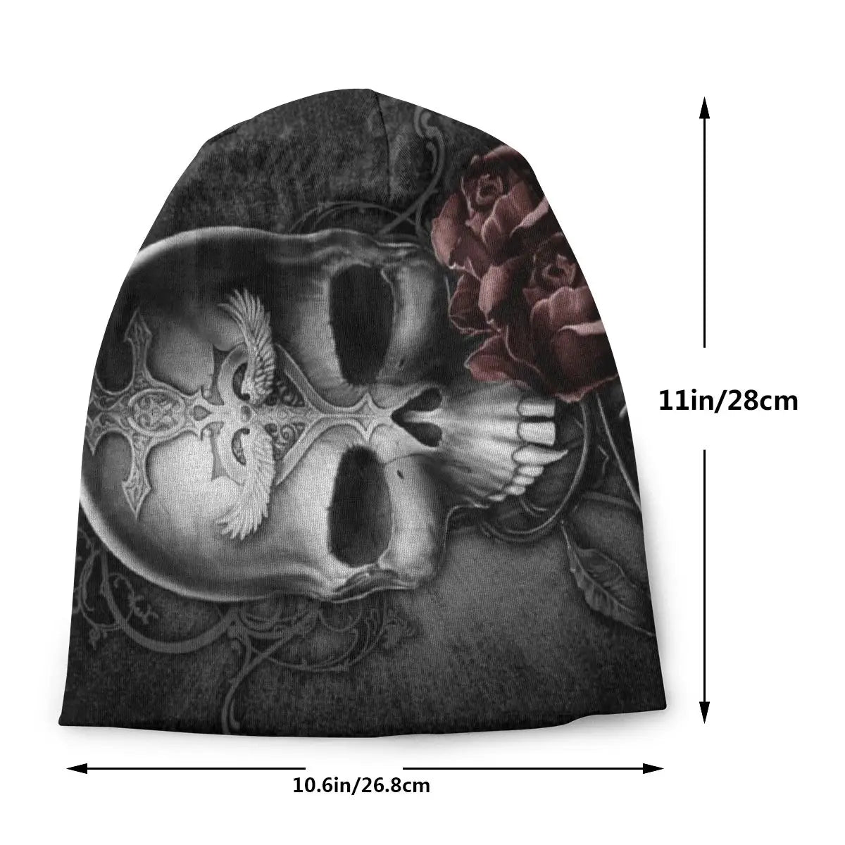 Dark Skull And Rose Unisex Bonnet Winter Warm Outdoor Hats Double Layer Thin Hat Breathable Caps